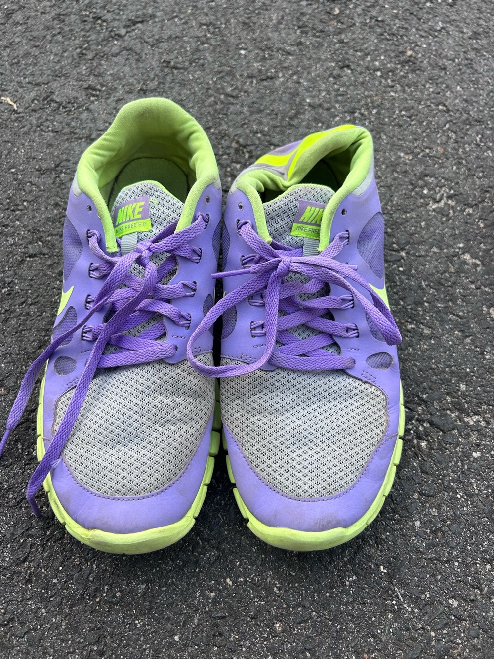 Nike Purple and Lime Green Athletic Sneakers